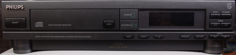 Vista frontal del reproductor de CD Philips CD230
